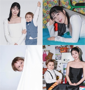 【フォト】さゆり、息子と新郎新婦のコンセプトで写真撮影…おしゃれな親子