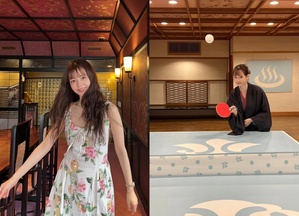 ハ・ヨンス、花柄ワンピ姿が華やか 「富士山を見て来ました!」