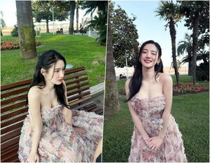 パク・ジュヒョン、花のようなドレスで肩あらわ…仏カンヌで「清純グラマラス」なビジュアル