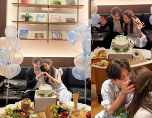 イ・ダヘ&SE7EN、もう結婚2周年…キスをして楽しいパーティー