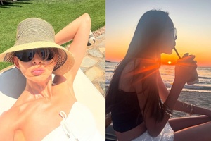 ギリシャで余裕を満喫するSHIHO&夕焼けを背景に清純な娘・紗蘭さん