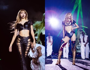 BLACKPINKリサ、米SoFiスタジアムでエネルギー爆発…大胆ステージ衣装に視線集中