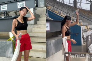 aespaカリナ似の陸上選手キム・ミンジ、腹筋むき出しのタフな姿披露