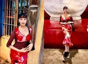 54歳キム・ヘス、異国的な雰囲気の赤コーデで美ボディアピール