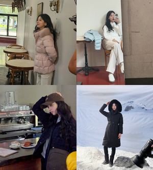 スジ、猛暑の中ダウンを着て広告撮影…見事な美しさアピール