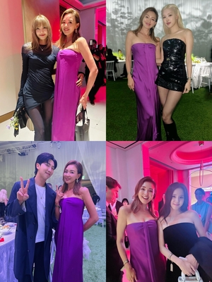 紫のドレスが美しいSHIHO、BLACKPINKの3人&防弾少年団RMと対面