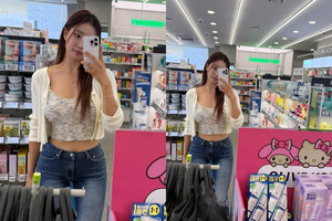 ユ・ヒョンジュ、ショート丈トップス&カーディガンだけでも際立つ美しさ…ドラッグストアで自撮り