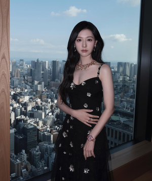 キム・ジウォンin 東京「ブルガリ」展覧会で魅惑のスリップドレス姿…ジュエリーより華やか