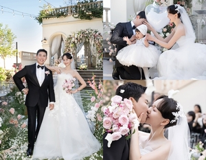 イ・ユヨンが出産1年後の結婚式…ショートカットが美しい花嫁＆癒し系新郎「夫と赤ちゃんと大切な思い出」