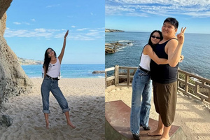 「シングルマザー」オ・ユナ 米国でホットなポーズ…息子とハグで幸せ笑顔