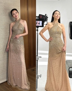 ハン・ヒョジュVSチェ・ジウ、ゴールドのマーメイド・ドレスでコーデ対決