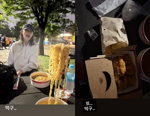 50歳チェ・ジウ、走った後には食欲アップ…漢江でラーメン&チキンに舌鼓