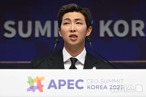 【フォト】APEC CEOサミットで演説するBTSのRM
