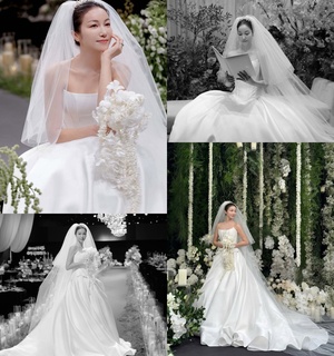 【フォト】キム・オクビン、神秘的な花に囲まれ結婚式…上品なデザインのドレス姿